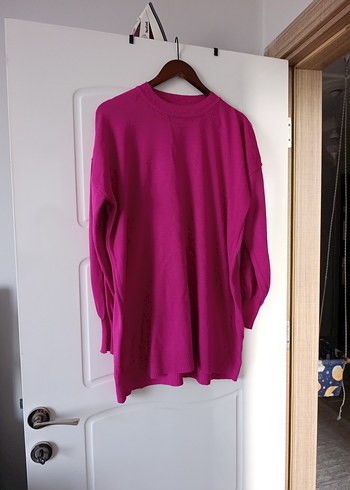 Pembe Uzun Kollu Salaş Kadın Kazak - Görsel 3