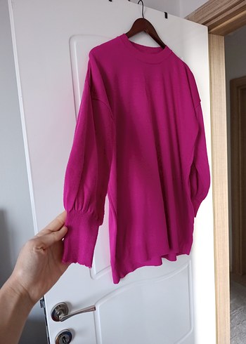 Pembe Uzun Kollu Salaş Kadın Kazak - Görsel 2