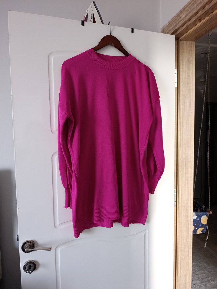 Pembe Uzun Kollu Salaş Kadın Kazak - Görsel 3