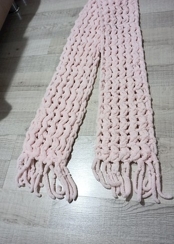Pembe Örgü Bohem Kadın Şal atki - Görsel 3