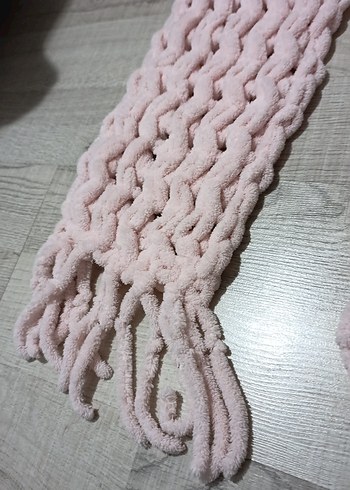 Pembe Örgü Bohem Kadın Şal atki - Görsel 2