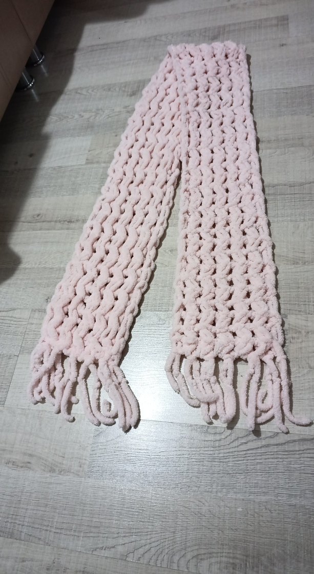 Pembe Örgü Bohem Kadın Şal atki - Görsel 3