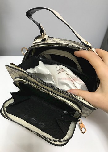 Beyaz Kareli Modern Klasik Kadın Çanta - Görsel 5