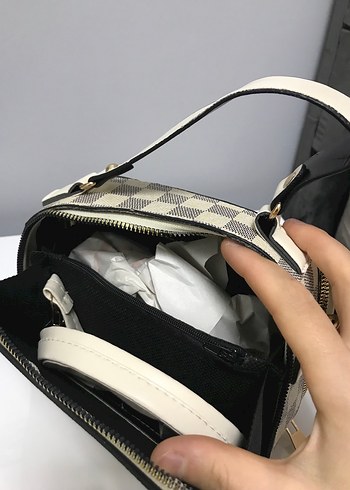 Beyaz Kareli Modern Klasik Kadın Çanta - Görsel 4