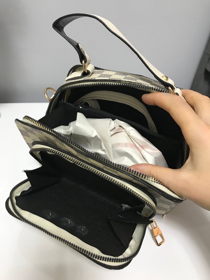 Beyaz Kareli Modern Klasik Kadın Çanta - Görsel 5