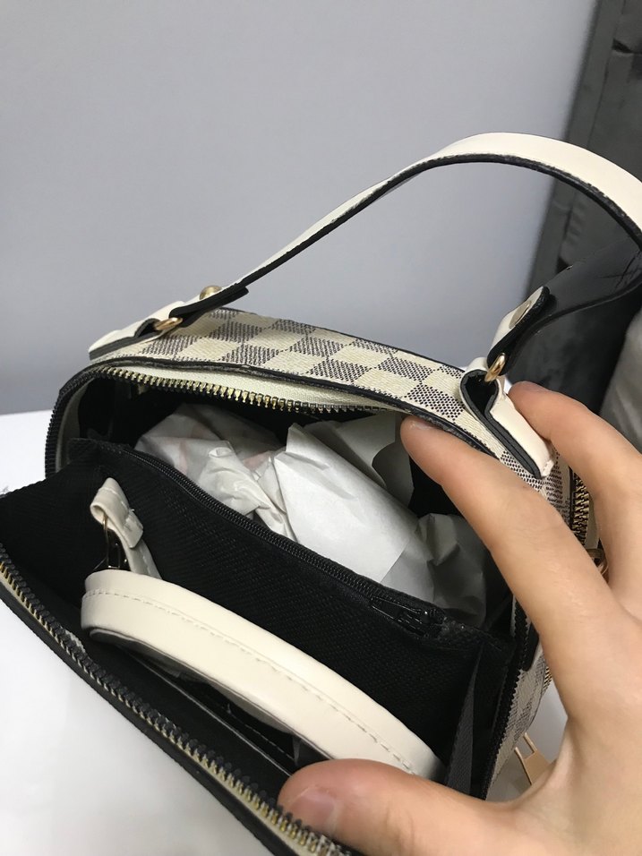 Beyaz Kareli Modern Klasik Kadın Çanta - Görsel 4