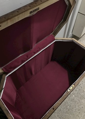 Kahverengi Oyma Detaylı Çeyiz sandığı - Görsel 7