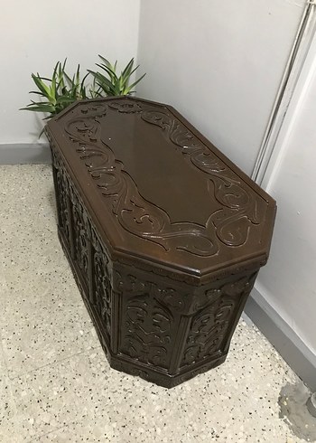 Kahverengi Oyma Detaylı Çeyiz sandığı - Görsel 8