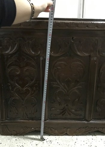 Kahverengi Oyma Detaylı Çeyiz sandığı - Görsel 11