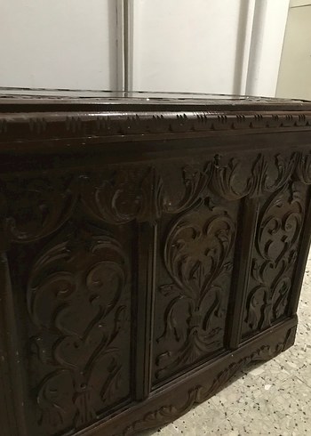 Kahverengi Oyma Detaylı Çeyiz sandığı - Görsel 5