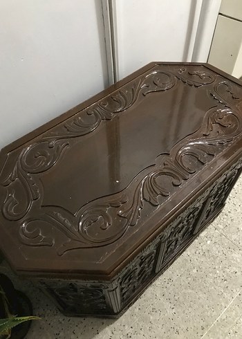 Kahverengi Oyma Detaylı Çeyiz sandığı - Görsel 4