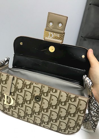 Bej Deri Dior Kadın Omuz Çantası - Görsel 5