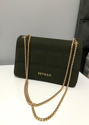 Zincir Detaylı Yeşil  Süet Kadın Çanta - Görsel 2