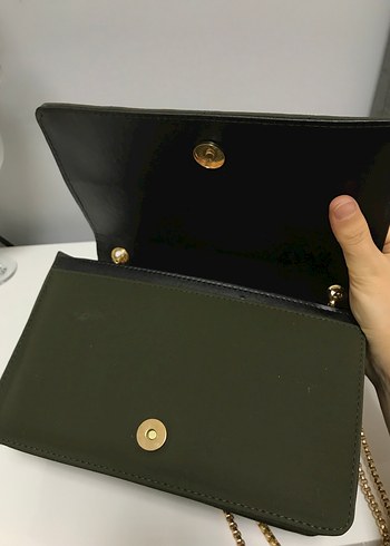 Zincir Detaylı Yeşil  Süet Kadın Çanta - Görsel 5