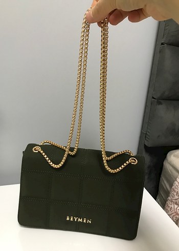 Zincir Detaylı Yeşil  Süet Kadın Çanta - Görsel 4