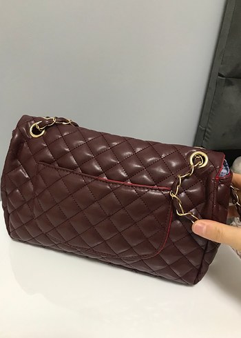 Bordo  Deri Kadın Çanta - Görsel 3