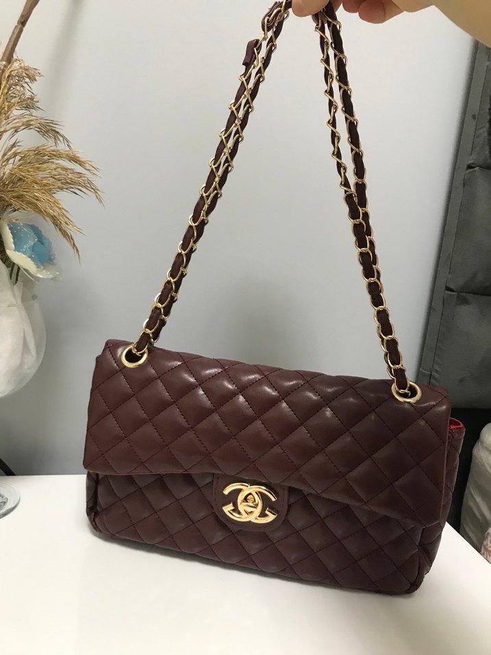 Bordo  Deri Kadın Çanta - Görsel 2