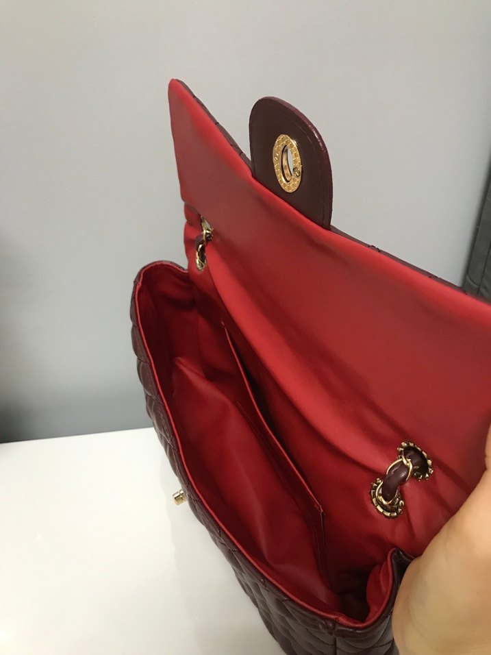 Bordo  Deri Kadın Çanta - Görsel 4