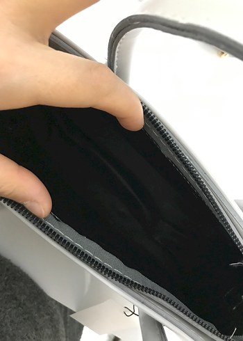 Gri Zara Deri Kadın Çanta - Görsel 7