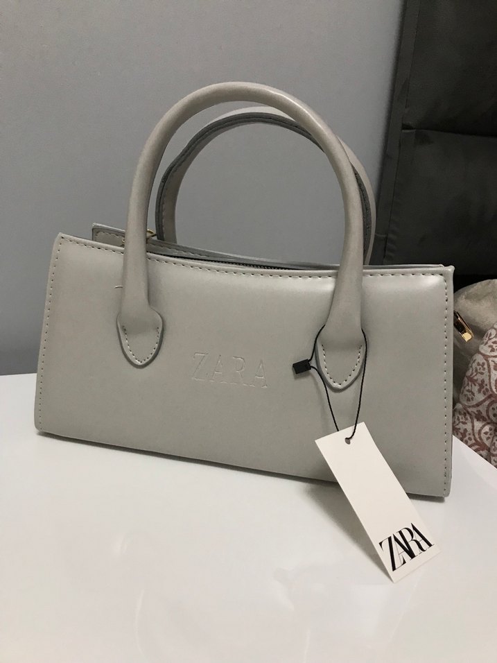 Gri Zara Deri Kadın Çanta - Görsel 2