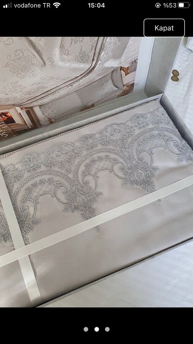 Gri Nakışlı Beyaz Nevresim Takımı - Görsel 2