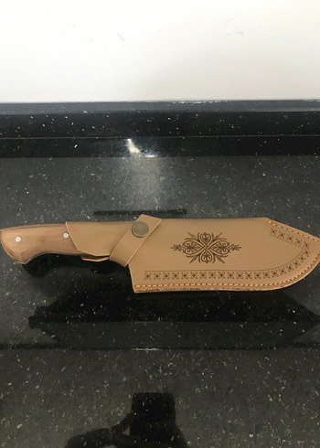 Kahverengi Saplı Bıçak ve Deri Kılıf - Görsel 3