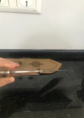 Kahverengi Saplı Bıçak ve Deri Kılıf - Görsel 5