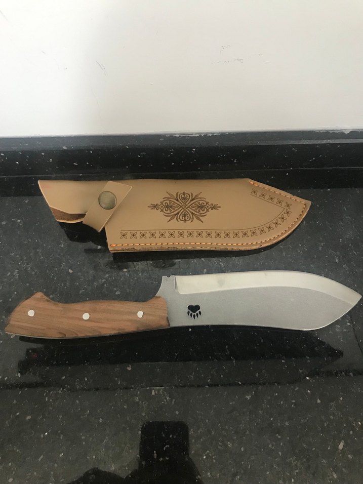 Kahverengi Saplı Bıçak ve Deri Kılıf - Görsel 2