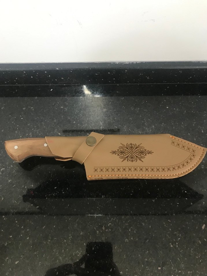 Kahverengi Saplı Bıçak ve Deri Kılıf - Görsel 3
