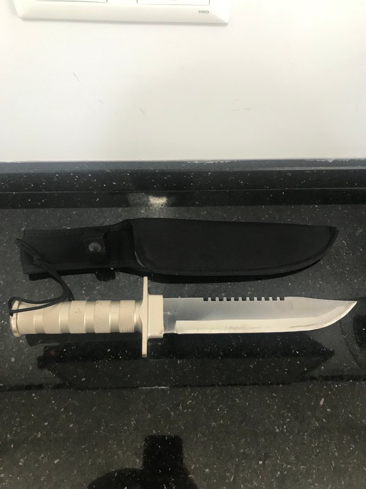 Beyaz Saplı Gri Bıçak ve Kılıf - Görsel 2