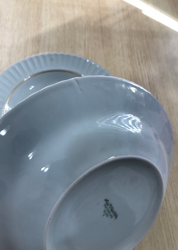 Beyaz Altın Kenarlı Servis Tabağı - Görsel 7