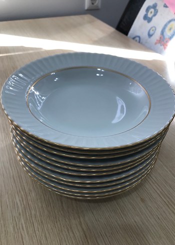 Beyaz Altın Kenarlı Servis Tabağı - Görsel 5