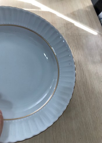 Beyaz Altın Kenarlı Servis Tabağı - Görsel 6