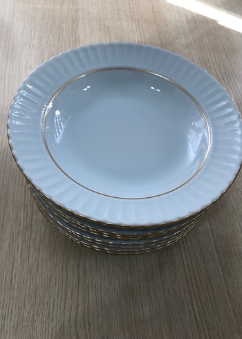 Beyaz Altın Kenarlı Servis Tabağı - Görsel 4