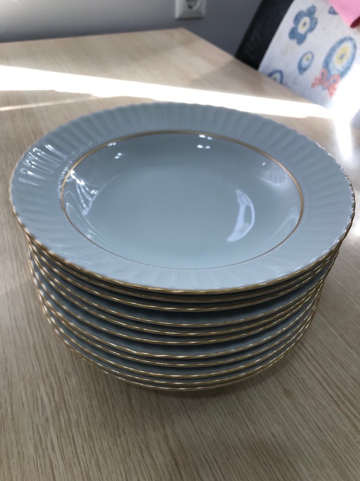 Beyaz Altın Kenarlı Servis Tabağı - Görsel 5