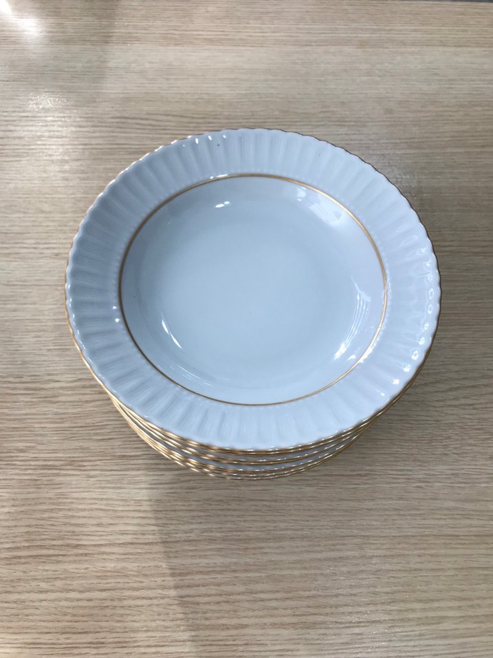 Beyaz Altın Kenarlı Servis Tabağı - Görsel 2