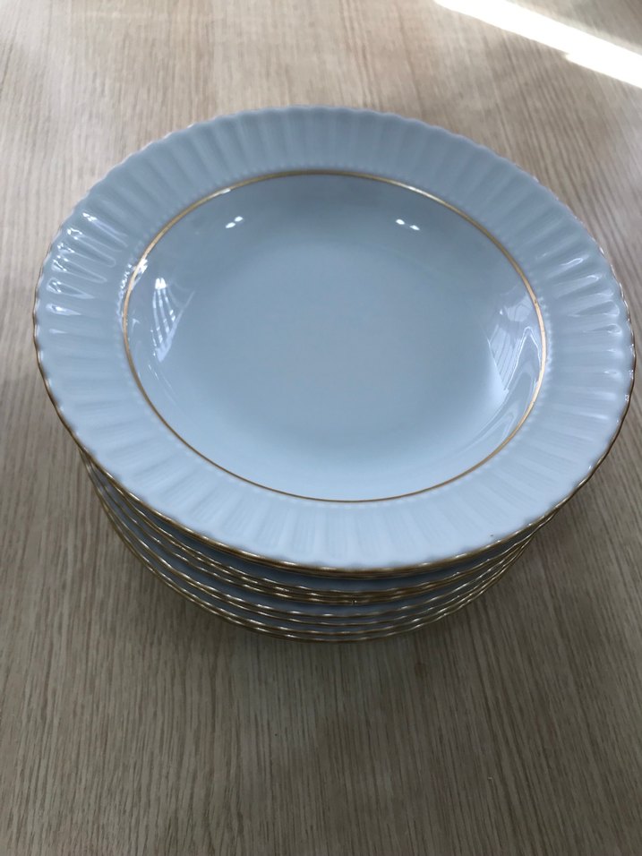 Beyaz Altın Kenarlı Servis Tabağı - Görsel 4