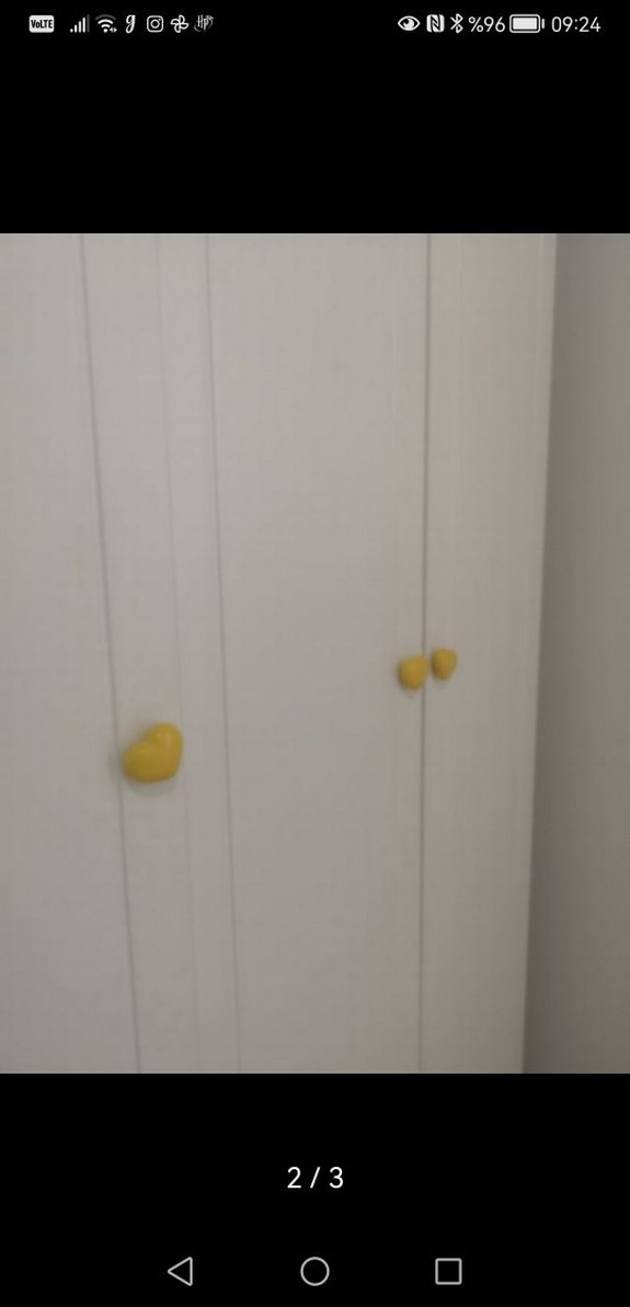 Sarı Kalp Şeklinde Çocuk Dolabı Kulpları - Görsel 2