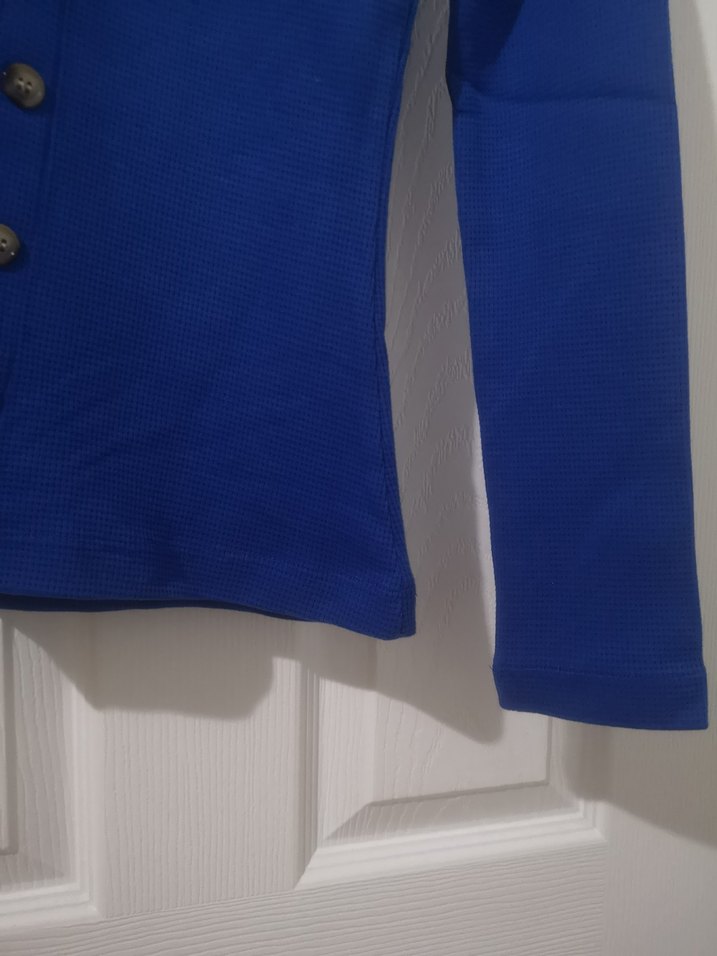 Düğmeli Mavi Kadın İnce Triko - Görsel 4