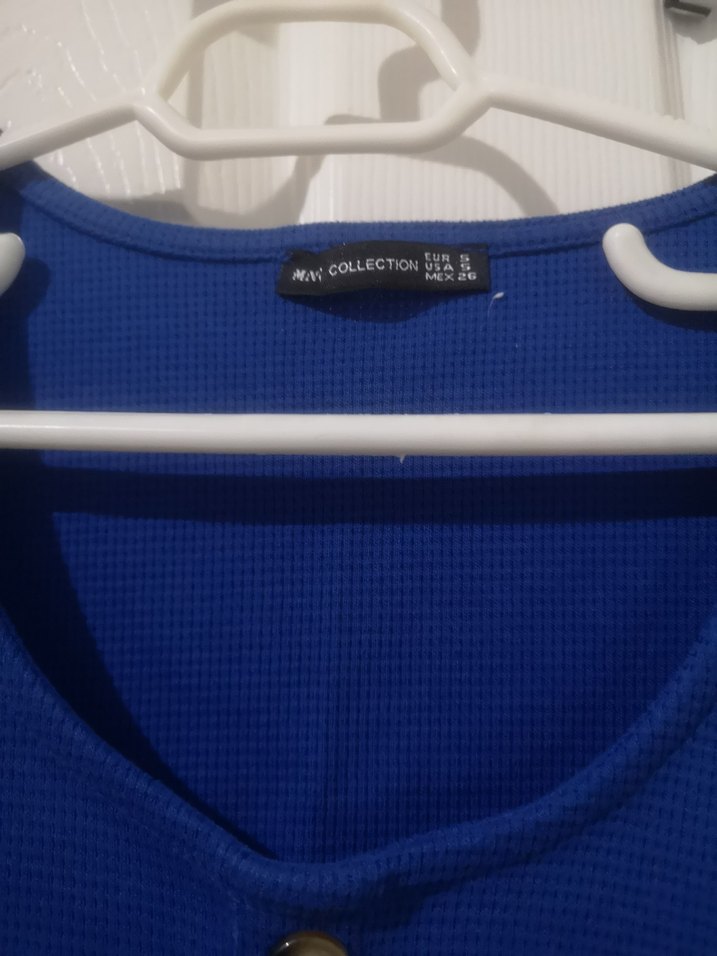 Düğmeli Mavi Kadın İnce Triko - Görsel 2