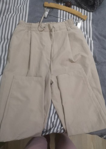 Bej Bol Kesim Keten Kumaş Kadın Pantolon - Görsel 4