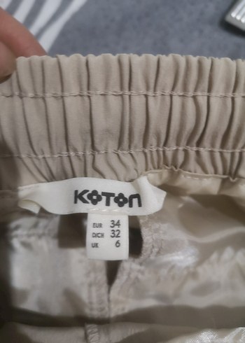 Bej Bol Kesim Keten Kumaş Kadın Pantolon - Görsel 3