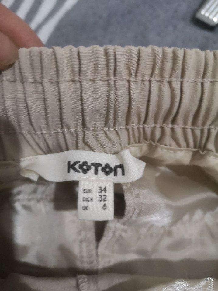 Bej Bol Kesim Keten Kumaş Kadın Pantolon - Görsel 3