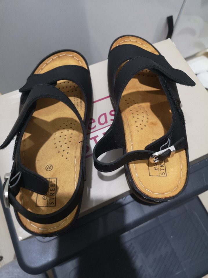 Lacivert Kadın Dolgu Topuklu Sandalet - Görsel 4