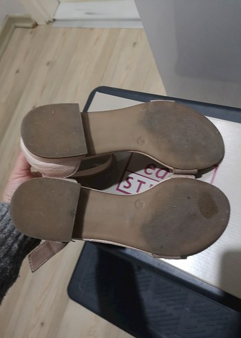 Pudra Süet Tokalı Düz Kadın Sandalet - Görsel 5