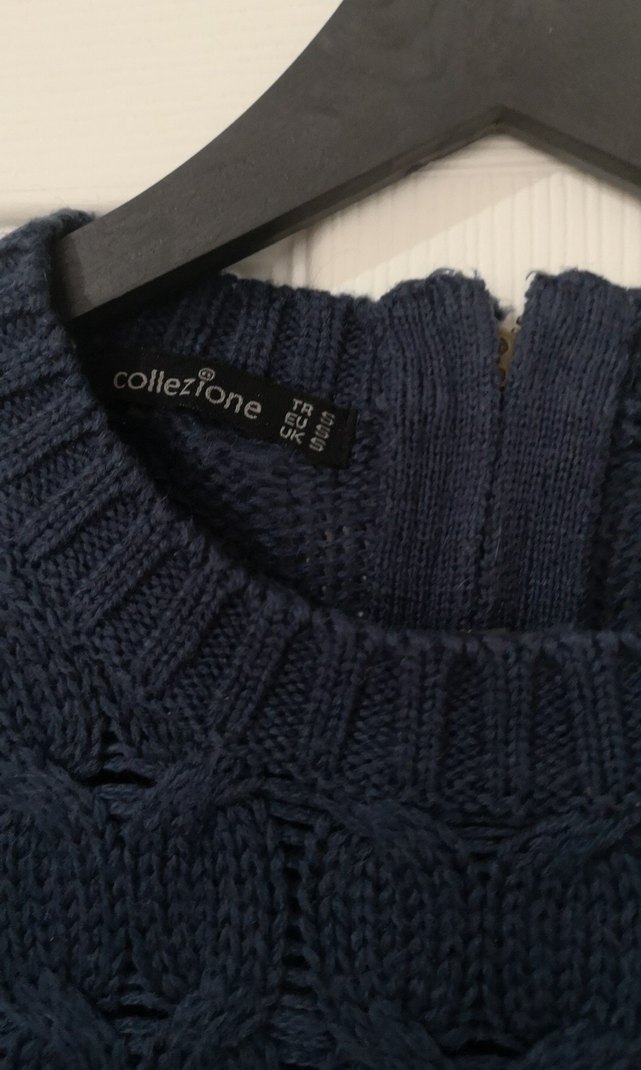 Lacivert Örgü Kadın Kazak - Görsel 3