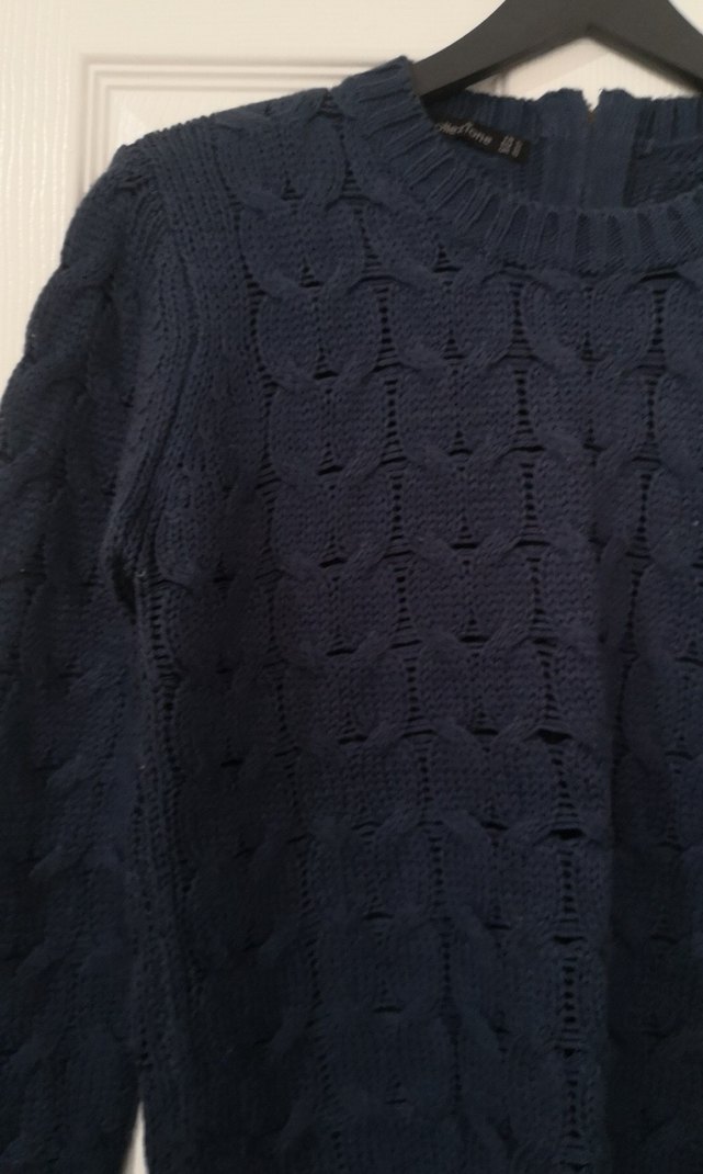 Lacivert Örgü Kadın Kazak - Görsel 2