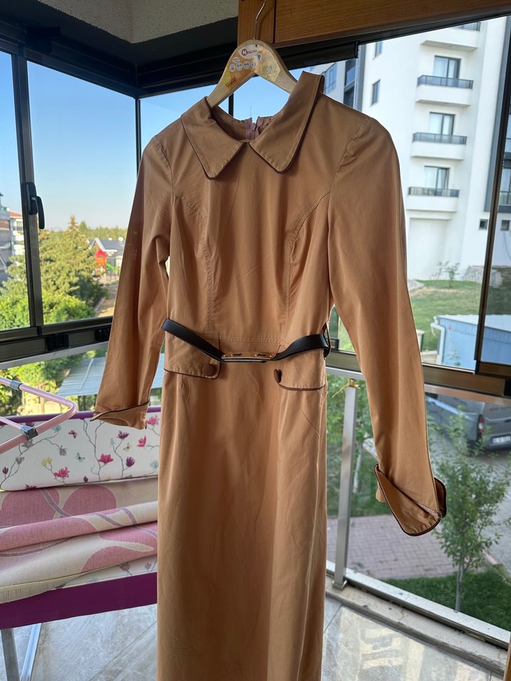 Uzun Kollu Kemerli #Elbise #kayra - Görsel 3