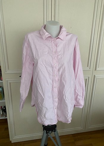 H&M Acik Pembe Uzun Kollu Rahat Gomlek