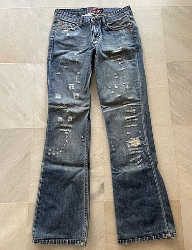 vintage düşük bel flared bootcut guess miss me miss sixty jean